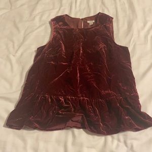 J. Crew red velvet top